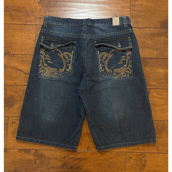 Extremely baggy y2k cybergoth Emcee Jeans Shorts “JNCO style” Size 38x13 - Picture 2 of 8